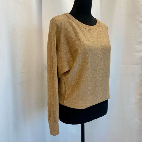 I.n.c. International concepts Metallic glitter gold Long sleeve crewneck sweater - Picture 3 of 10